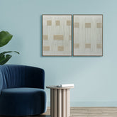 Neutral Layers and Quiet Grid - Contemporary Artistry Meticulously Crafted with Woven Threads